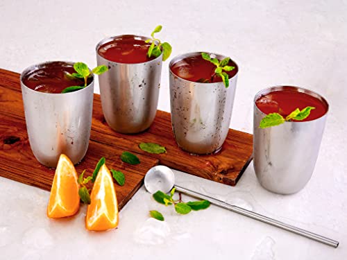Vinod Stainless Steel Glass Set of 4 - Premium Metal Cups | Beer Glasses | Juice Glass - color: Set Of 4, size: 10 OZ