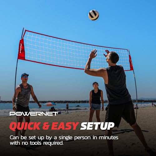 PowerNet Portable Volleyball Net for Backyard Training, Indoor Outdoor Volleyball Practice Equipment, Great for Hitting Serving Drills Small Scrimmage or 1 On 1 Game - size: 12.5-Foot