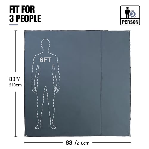 REDCAMP Waterproof Camping Tarp, Grey/Green 4 in 1 Multifunctional Tent Footprint for Camping, Hiking, Backpacking - color: Grey 2-3 Person, size: 83"x83"