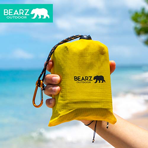 Pocket Blanket - Beach Blanket Waterproof Sandproof, Picnic Blankets Waterproof Foldable, Lightweight & Compact for Hiking, Camping, Travel, Festival Accessories - color: Sunny Yellow