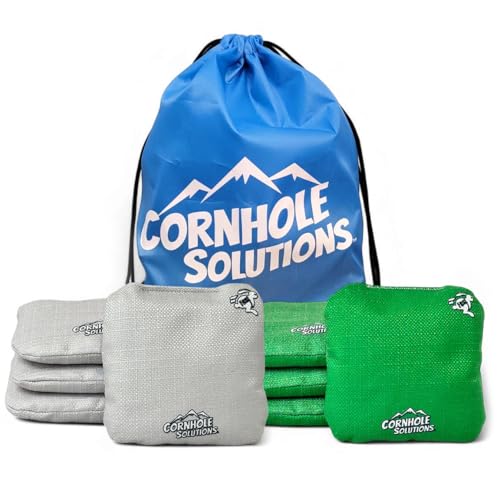 Cornhole Solutions Cornhole Bags Set of 8 – Regulation Pro Style 6x6 – Resin Filled + Tote Bag - color: Grey/Green