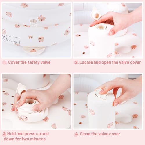 AirSwim Inflatable Baby Chair, Inflatable Baby Seat for Babies 3 Months and Up, Summer Blow Up Chair with Built in Air Pump, Bumbo Seat for Learning to Sit, Palying, Camping, Rabbit - color: Rabbit