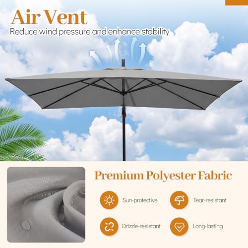 Tangkula 8x8 FT Patio Umbrella with Base Included, Square Offset Cantilever Outdoor Umbrella with 360 Degree Rotation, Crank Handle, Sandbags, 8 Ribs for Pool Deck Garden Backyard - color: Gray, size: 8 FT