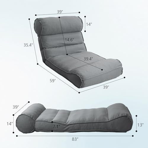 83'' Outdoor Chaise Lounge Chair with 5 Positions Adjustable Backrest Patio Lounger Lounge Chairs for Outside, Pool Lounge Chairs Sunbed Lounge Waterproof Sun Loungers for Garden Beach, Dark Gray - color: Dark Gray W Backrest