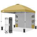 EAGLE PEAK Commercial Canopy 10x10 with Sidewall Storage, Easy OnePerson Setup Pop Up Canopy Tent with Roller Bag, Stakes, Ropes, and Weight Bags, Beige - color: Beige
