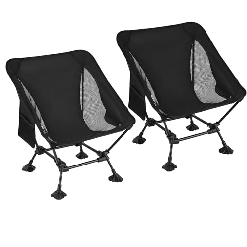 ATEPA Backpacking Chair, Ultralight Folding Portable Small Camping Chairs for Adults Compact Foldable Beach Seat with Anti-Sinking Feet & Aluminum Frame for Outdoor Hiking Travel Fishing, 2 Pack