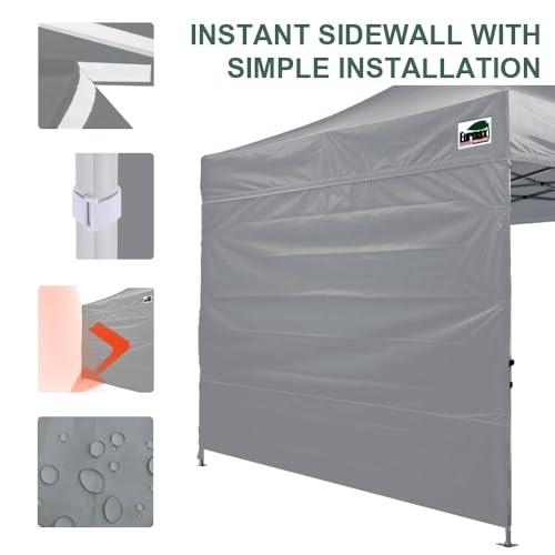 Eurmax USA 10x6.4 Pop Up Canopy SunWall-UV Protection for Tents,Blocks Sunlight&Wind,Water Resistant Side Wall Only,Easy Hook & Loop Installation,Fit for 10FT Straight Leg Shelters&Gazebo,Grey - color: Gray, size: 10x6.4