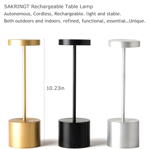 SAKRINGT 2 Pack Rechargeable Table Lamp, LED Cordless Table Lamp,5000mAh Battery Operated Portable Table Light,Dimming for Restaurant/Patio/Outdoor(Black) - color: 2Pack Black