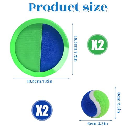 Toss and Catch Ball Set, Paddle Catch Ball and Toss Game for Kids, Great Beach Games/Backyard Games/Outdoor Games for Kids and Family - size: 2 Paddles, 2 Balls