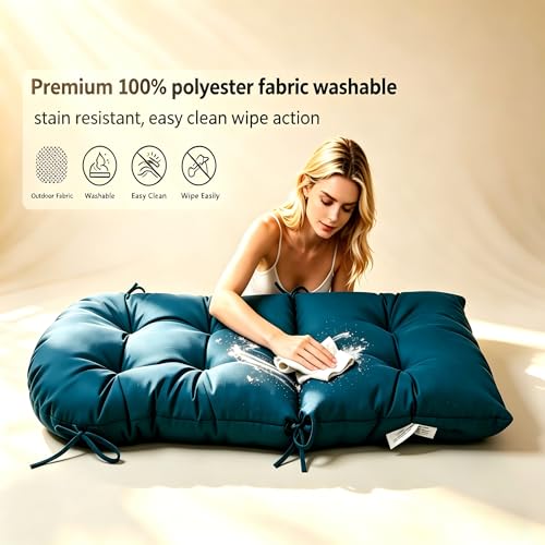 QILLOWAY Outdoor High Back Chair Cushion for Adirondack, All Weather Rocking Chair Cushions Thick Padded Replacement for Patio Furniture,Peacock Blue - color: Peacock Blue