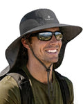 Camptrace Sun Hats for Women Men UPF 50+ UV Protection Wide Brim Hiking Fishing Hat with Neck Flap - color: 06-dark Grey