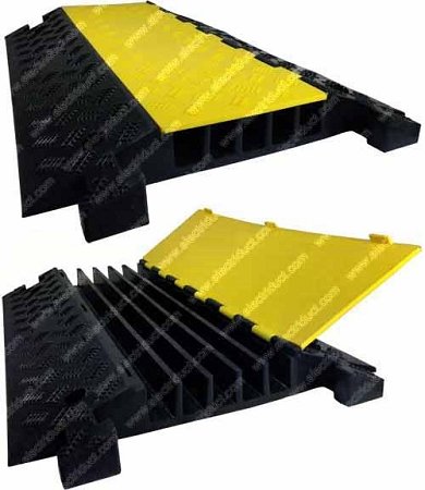 Electriduct Extreme Rubber 5 Channel Cable Protector 36" Wire Cover with 1-3/8" Channels - Black/Yellow - Pack of 50 - color: Black Base / Yellow Lid, size: 5 Channel Cable Protector | Pack of 50