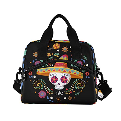 Cinco De Mayo Skull Insulated Lunch Bag Reusable Lunch Tote Bag Cooler Bag for Women Men Adult Lunch Box with Adjustable Shoulder Strap Leakproof Lunch Bag for Work School Picnic Camping - color: Cinco de Mayo Skull