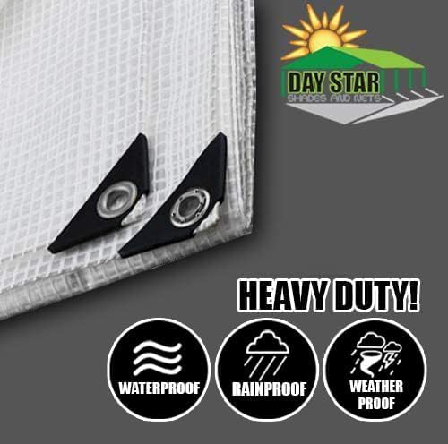 14 MIL Clear Premium Sun Shade Tarp Heavy Duty Canopy 6 oz 12x14 Mesh (8' x 12')(Finished Size 7.6 x 11.6) - size: 8'X12'