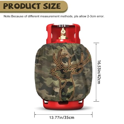 Camper Propane Tank Cover Camo Deer 3D Outdoor 600D Heavy Duty Waterproof Covers Fits Standard 20 lb Cylinder, 13.7'' x 16.5'' for Rv Trailer - color: Camo Deer 3D