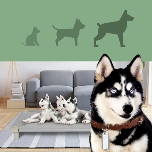 Acrimet Cooling Elevated Pet Dog Bed, Washable and Breathable Mesh Cot, Stainless Steel Frame, Indoor & Outdoor Use, fits Dogs up to 110 lbs (Size: 40” x 24”), Gray, 1 Unit