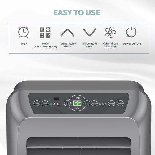 Shinco 12,000 BTU Grey Portable Air Conditioner, Portable AC Unit with Built-in Cool, Dehumidifier&Fan Modes for Room up to 450 sq.ft, with Remote Control, 24 Hour Timer, Installation Kit - color: SPF2-Grey-Standard, size: 12000 BTU
