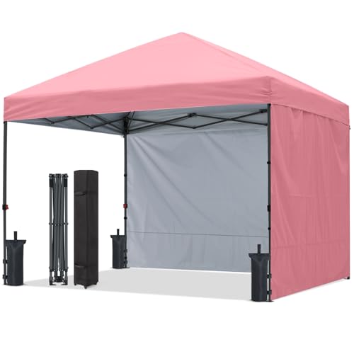ABCCANOPY Easy Pop up Canopy Tent with 2 Sidewalls for Outdoor Sun Blocking or Rain Protection,10x10, Pink - color: Pink, size: 10x10