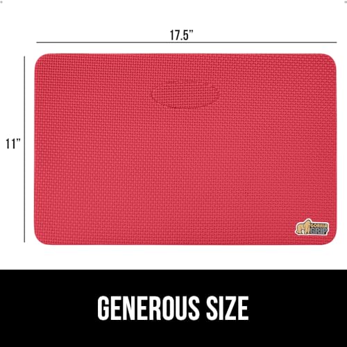 GORILLA GRIP® Extra Thick Patent Pending Soft Foam Kneeling Pad, Supportive Large Cushion Knee Pads for Gardening, Baby Bath Time, Dirt and Water Resistant, Workout and Garden Supplies, 17.5x11, Red - color: Red