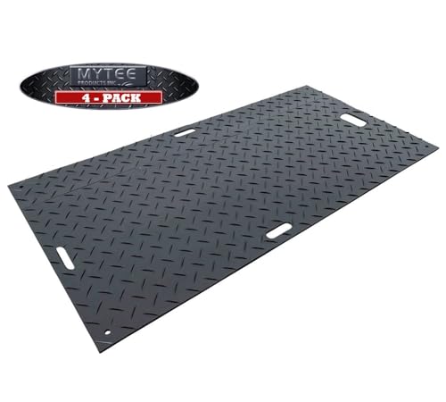 4 Pcs Ground Protection Mats - Black, 3' x 8', Heavy Equipment Mats w/ 6 Pcs Single Connectors - color: Black, size: 4 - Pack