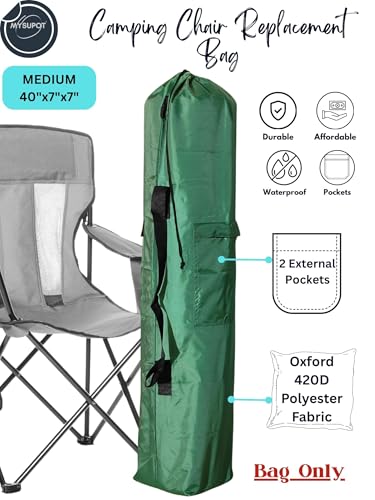 Replacement Bag for Folding Camping Chair, Portable Camp Chair, Hammock, Yoga Mat, Umbrella, Tents, Tripods, Fishing Poles - 420D Oxford Polyester Fabric - color: Green, size: Medium 40"x7"x7"