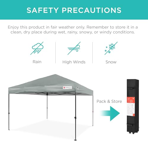 Best Choice Products 10x10ft Pop Up Canopy Tent, Outdoor Shade, 1 Person 1 Minute Set Up, Carry Case, 4 Weight Bags - Silver - color: Silver, size: 10x10ft