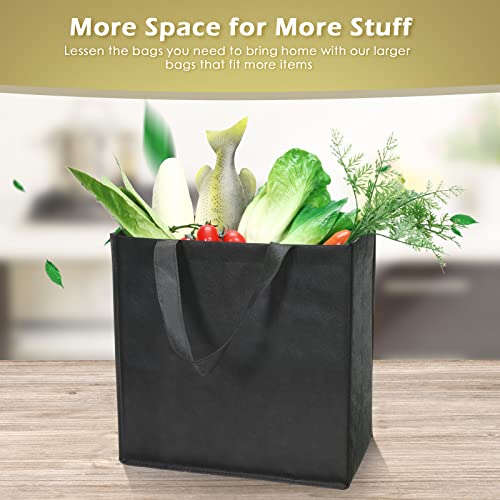 Reginary 100 PCS Reusable Totes Bags - Non Woven Grocery Handle Bags for Shop Events & Retail Store(Black) - color: Black