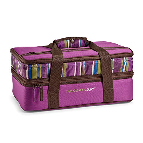 Rachael Ray Expandable Lasagna Lugger, Insulated Casserole Carrier, Fits 9"x13" Baking Dish, Purple