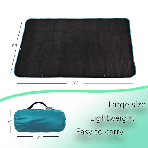 Large Outdoor Blanket Waterproof Quilted,Thick Warm Fleece Blanket for Stadium Camping Picnics Beaches Pets Sports - Sandproof Windproof Washable Portable - Peacock Green - color: Peacock Green