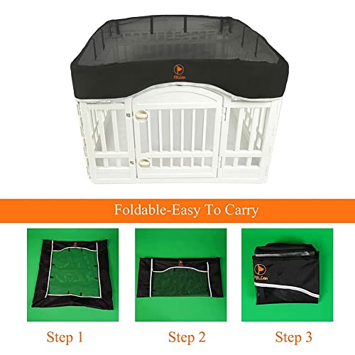 PJYuCien Dog Playpen Mesh Top Cover, Fits 36 Inch 4 Panels Regular Square Plastic Exercise Pet Pen, Adhesive Tape Connections, Black (Note: Cover Only, Fence Not Included) - style: Black Cover, 36"Width, Black ( Adhesive Tape Connections )