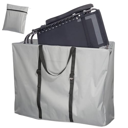 Large Outside Folding Chair Storage Bag with Zipper and Handles, 600D Folding Chair Carry Bag for Zero Gravity Chair Cover, Portable Folding Lounge Chair Carrying Bags, 43" L x 11" W x 29" H (Gray) - color: Gray - 1 Pack