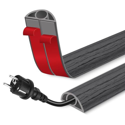 Floor Cord Cover for Wires on Floor Self Adhesive Cord Hider Floor Cable Management Wire Covers for Cords Protector Prevent Cable Trips Cord Cavity W 0.32" x H 0.32", Deep Gray Wood, 3.3Ft - color: Deep Gray Wood, size: 0.78 In x 3.3 Ft