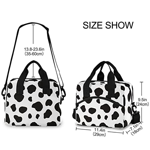 Milk Cow Dot Skin Insulated Lunch Bag Reusable Lunch Tote Bag Cooler Bag for Women Men Adult Lunch Box with Adjustable Shoulder Strap Leakproof Lunch Bag for Work School Picnic Camping - color: Milk Cow Dot Skin