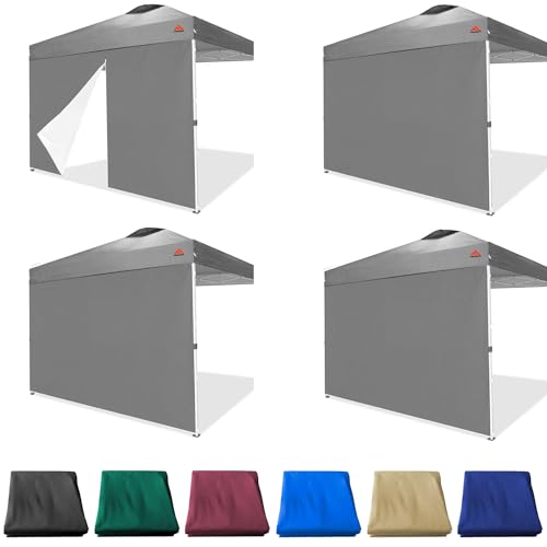 Dark Grey SideWall for 10x10 Canopy Frame, 3 Pack SunWall and 1Pack Door Only, (with Zippers) - color: Dark Grey, size: 4 Sidewalls