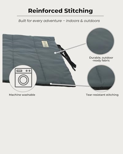 RovePad Trail Dog Bed Mat 43"x27" – Waterproof Non Slip Outdoor Travel Mat for Camping & Car – Silent Peachskin Roll-Up Pad for Medium & Large Dogs, Machine Washable - color: Grey