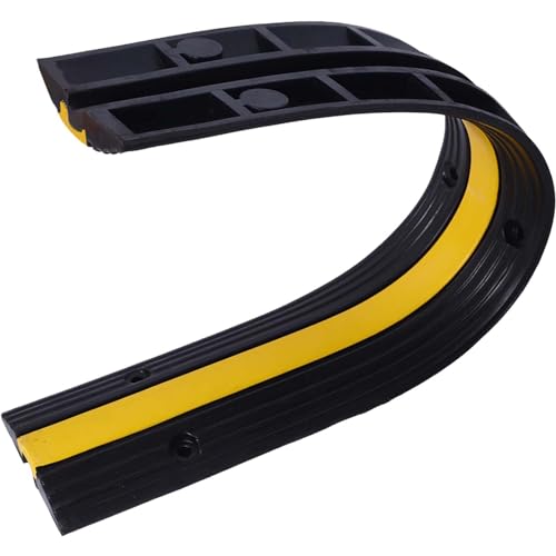 Rubber Cable Protector Ramp,1 Channel, 6600lbs Load Capacity, Easy Installation with Bolts, Ideal for Asphalt, Concrete, Gravel Driveways, Indoor & Outdoor Protection for Cords, Wires, Pipes - size: 3 Packs