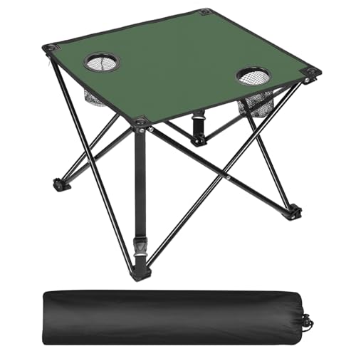 Moclever Foldable Camping Table–Ultralight Portable Table with Cup Holders&Carry Bag, Perfect for Outdoor Adventures,Picnic,Beach, BBQ,Hiking & Home Use - style: 1 Pc Green