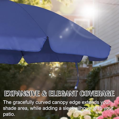 Blissun 6.5ft Patio Umbrella with Push Button Tilt & Height Adjustable, UV50+ Sun Protection with Sturdy Fiberglass Ribs & Iron Pole, Market Umbrella for Outdoor Table Garden Backyard Beach - color: Navy Blue