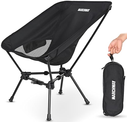 MARCHWAY Lightweight Folding Camping Chair with Spring Lock, Stable Compact Portable for Outdoor Camp, Travel, Beach, Picnic, Festival, Hiking, Backpacking (Lowback Black) - color: Lowback Black