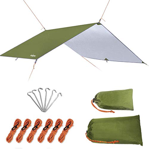 Unigear Hammock Rain Fly, 16.5/14.4/13.1/9.8ft Camping Tarp, UV Protection & Waterproof & Lightweight for Camping, Backpacking and Outdoor Adventure (Green, 9.8 * 13.1ft) - color: Green, size: 9.8*13.1ft