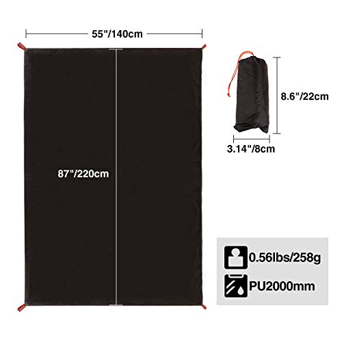 REDCAMP Waterproof Camping Tent Tarp - 36"x83", 4 in 1 Multifunctional Tent Footprint for Camping, Hiking and Survival Gear, Lightweight and Compact - size: 87''x55”, style: 2person