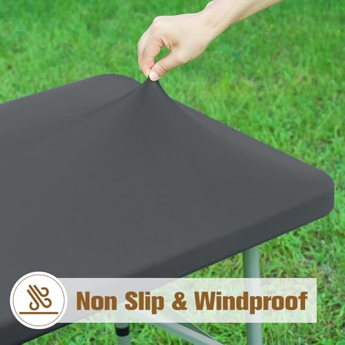 Fitted Rectangle Tablecloth 20 x 30 Inch Elastic Table Cloth for 2.5ft Table, Stretch Spandex Tables Cover Grey Washable Polyester Tables Top Cap Cover for Dining Picnic Camping Indoor and Outdoor - color: Grey, size: 30" x 20" (Rectangular)