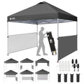 CROWN SHADES 10x10 Pop up Canopy Tent Instant Canopy with 150D Silver Coated Fabric Including 2 Half Sidewalls, 4 Ropes, 8 Stakes, 4 Weight Bags, STO 'N Go Bag, Grid Grey - color: Grid Gray