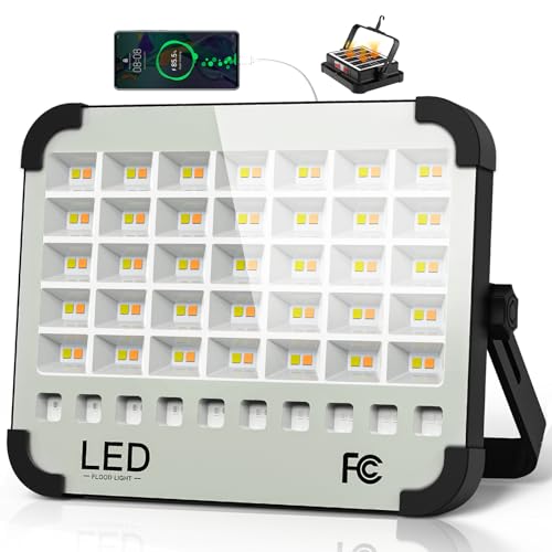 200W LED Solar Work Light Rechargeable, Sinear 20000LM Magnetic Portable Light, 20000mAh with 5 Modes, IP66 Waterproof for Outdoor Camping, Car Repair, Building, Workshop, Garage, Emergency
