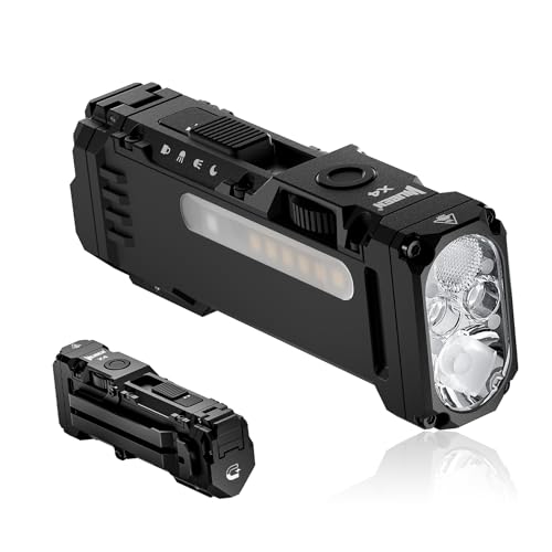 WUBEN X4 EDC Flat Flashlight with RGB Light, 1500 Lumens Mini Flashlight with Tactical Switch and Magnetic, IP68 Portable Pocket Clip USB C Flash Light for Camping, Checking, Emergencies - color: Black