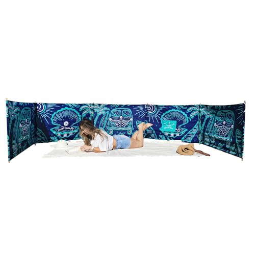 Premium 20 ft Beach Windscreen, Privacy Screen, Wind Blocker Free Rubber Mallet and Carry Bag Included (Beach Bus) - color: Beach Bus