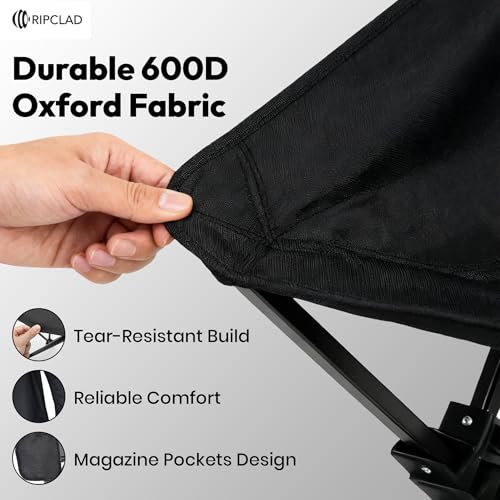 Ultralight Camping Chair, Folding Backpack Chair with Aluminum Frame, Side Pocket & Anti-Sinking Feet, Supports 330 lbs, Camp Chair for Outside, Hiking, Beach, and Travel (Black)