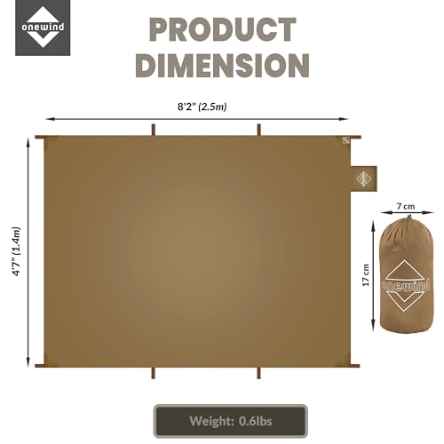 onewind Tent Footprint, Ultralight Camping Tarp Tent 4000mm Waterproof Rate PU Coating, 98" *55" Small Tarp Ground Sheet for Backpacking Hiking Camping Picnic, Brown - color: Brown-large, size: 98" x 55"