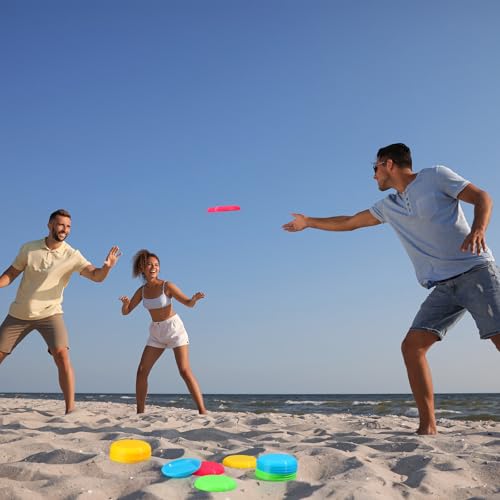 Hiboom Kids Flying Discs 3.4 Inch Mini Flying Disks Bulk Flyer Toy for Outdoor Pets Dog Yard Lawn Games Party Kindergarten Teaching Favors, 4 Colors