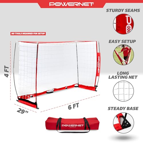 PowerNet Soccer Goal for Backyard, 3Mx2M / 6x4 / 8x4 / 12x6 / 14x7 /18.5x6.5 / 21x7 / 24 x 8 Portable Soccer Net, Sports & Outdoors Training Equipment, Quick Setup 1 Goal & Zipper Storage Bag - style: 6 x 4 FT